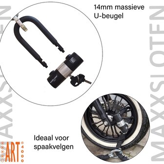 Maxx-Locks Tirau Kettingslot ART4 met loop + verlengde U-beugel - 150 cm