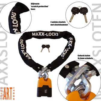 Maxx-Locks Ohura ART 4 Motorslot / Scooterslot - Kettingslot met 12 mm Dikke Schakels - Art Gekeurd Slot voor Motor en Scooter 