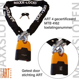 Maxx-Locks Ohura ART 4 Motorslot / Scooterslot - Inclusief Slot Spray - Kettingslot met 12 mm Dikke Schakels - Art Gekeurd Slot