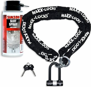 Maxx-Locks Tirau Art 4 Motorslot / Scooterslot - Inclusief Slot Spray - Kettingslot met Loop en Beugelslot - Art Gekeurd Slot v